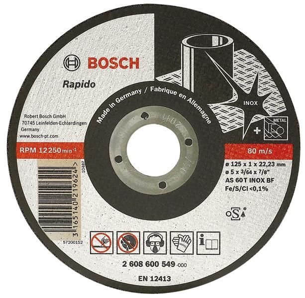 Круг Bosch Inox-Rapido, вiдрiзний, прямий, 125Х1 мм.