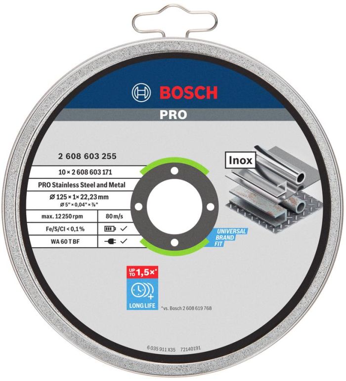 Диск відрізний Bosch Professional Stand для металу, 125х1.0х22.2мм, 10шт