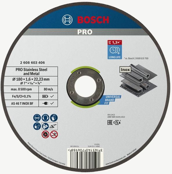 Диск відрізний Bosch Professional для нержавіючої сталі та металу 180x1.6x22.23мм
