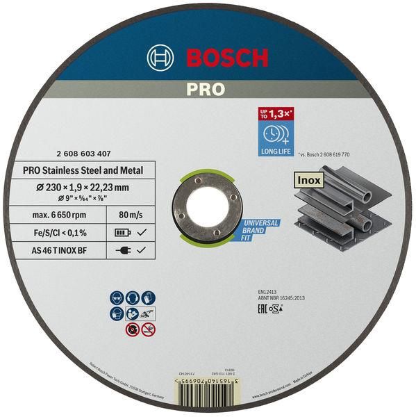 Диск відрізний Bosch Professional для нержавіючої сталі та металу 230x1.9x22.23мм