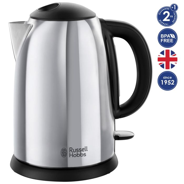 Електрочайник Russell Hobbs Victory, 1.7л, метал, сріблясто-чорний