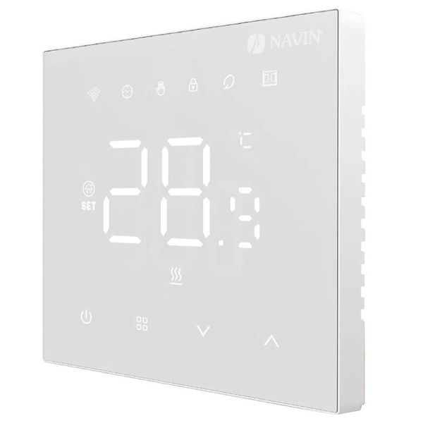 Терморегулятор Navin WT410W-3А 5...35 °C для котлів опалення електронний Wi-Fi Tuya, Smart Life провідне підключення 230В білий