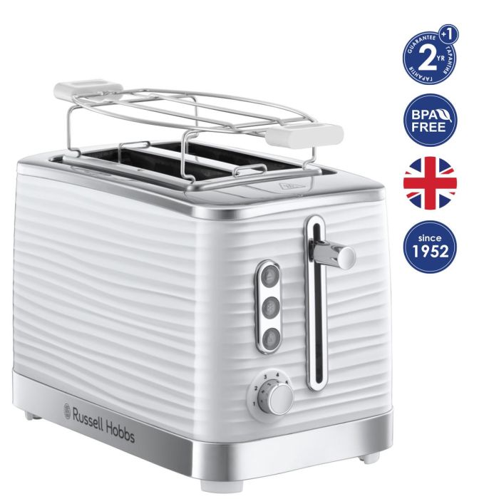 Тостер  Russell Hobbs Inspire 1050Вт, пластик, підігрів,разморозка, білий