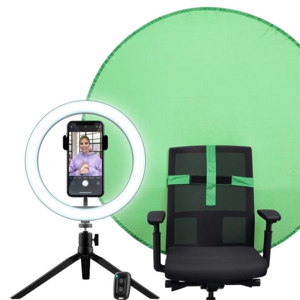 Комплект для стримінгу Trust Maku+ 2-in-1 Streaming Kit, зелений фон та кільцева лампа