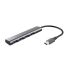 Хаб Trust Halyx USB-С > 4xUSB-А 3.2, Алюміній, 0.1м, Сірий