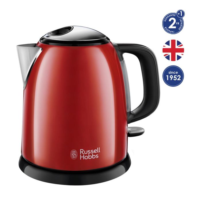 Електрочайник Russell Hobbs Colours Plus Mini 1л, метал, червоно-чорний