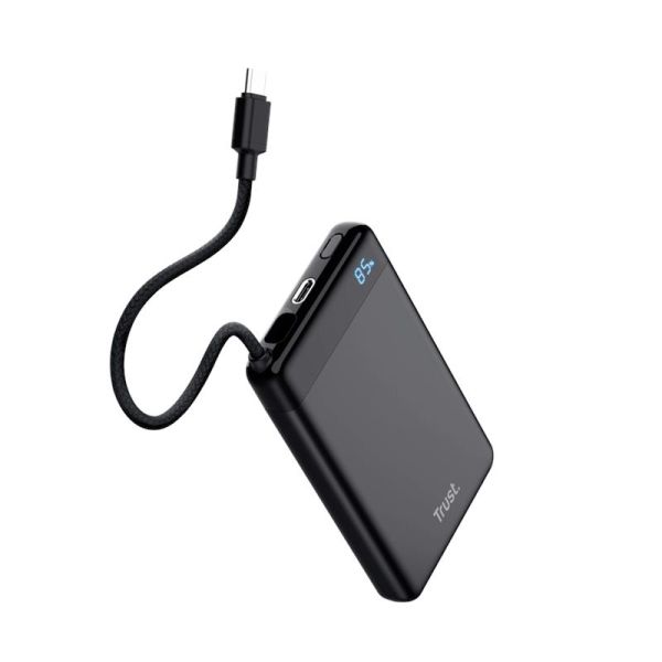 Акумулятор портативний літій-іонний power bank Trust Fiera, 10000мА·год, 2хUSB-C, 20W, PD/QC 3.0, чорний