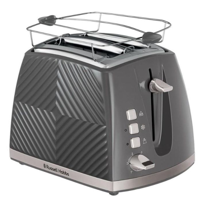 Тостер Russell Hobbs GrooWe 2 Slice 850Вт, підігрів, розморожування, пластик, сірий
