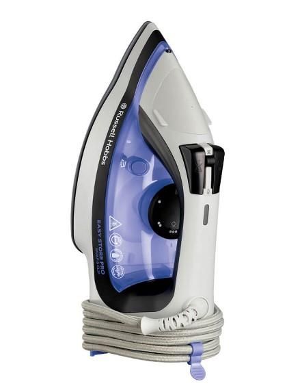 Праска Russell Hobbs Easy Store Pro, 2400Вт, 320мл, паровий удар -180гр, постійна пара - 45гр, зберігання шнура, керам. підошва, біло-синій
