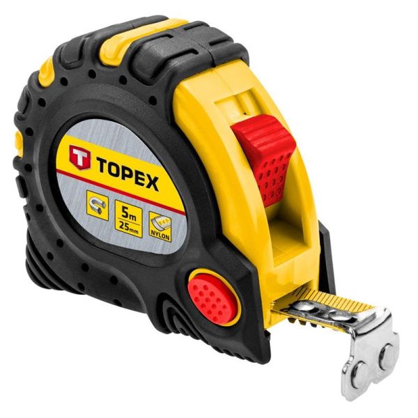 Рулетка TOPEX, 5мx25мм, з фіксатором змотування, магніт