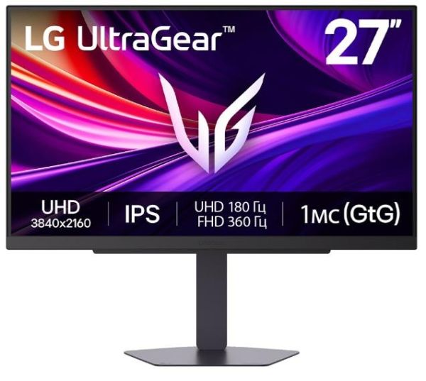 Монітор LG 27" 27G810A-B 2xHDMI, DP, USB, Audio, IPS, 3840x2160, 180/360Hz, 1ms, DCI-P3 95%, G-SYNC, FreeSync, Pivot, HDR400