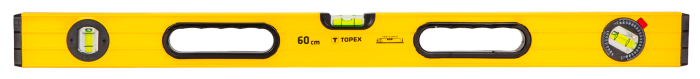 Рівень TOPEX тип 600, 60см, 3 капсули, алюмінієвий, отвори для руки