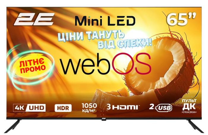 Телевізор 65" 2E MiniLED 4K 60Hz Smart WebOS Black