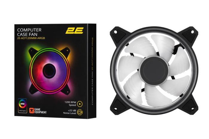 Корпусний вентилятор 2E GAMING Air Cool Infinity M ACF120IMW-ARGB, 120мм, 1200rpm, 3pin, 3pin +5VARGB, 22dBa, чорний