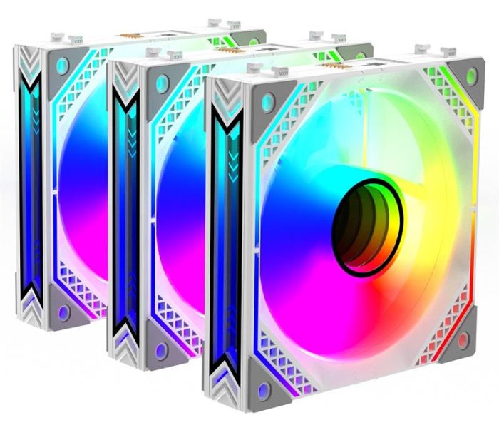 Корпусні вентилятори 2E GAMING Air Cool Magic Mirror ACF120MW-ARGB, 3x120мм, 2000rpm, 4pin PWM +5VARGB, 20.5dBa, білий