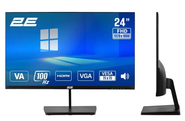 Монітор 2E 23.8" B2425B D-Sub, HDMI, MM, VA, 100Hz, FreeSync