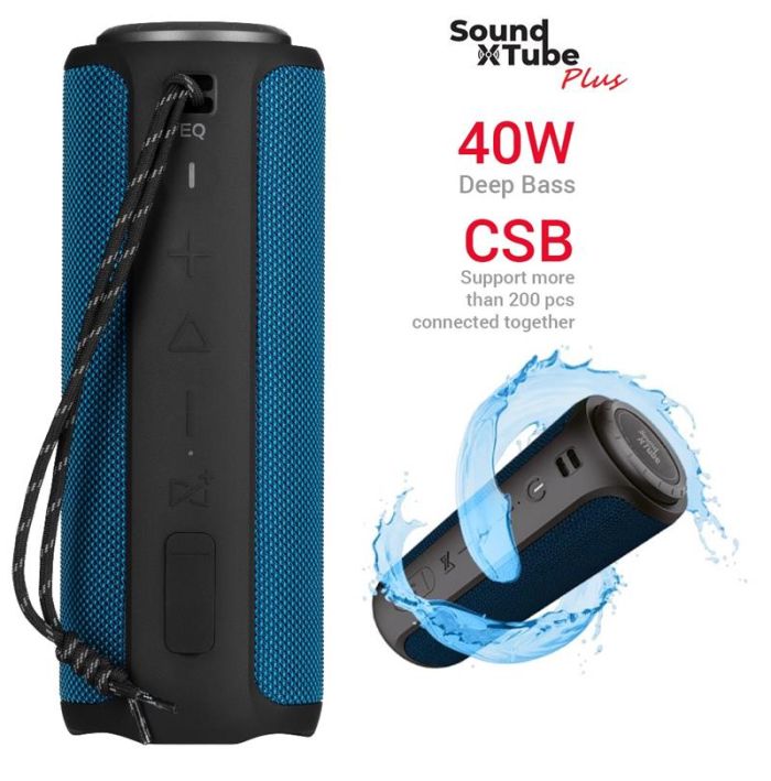 Портативна акустична система 2E SoundXTube Plus 40Вт, ВТ 5.0, MP3, TWS, EQ, IPX6, Синій