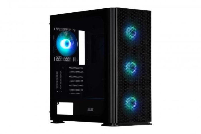 Корпус 2E GAMING Vertex GI01B без БЖ 2xUSB3.0, 1xUSBType-C, 3x140мм ARGB, 1x120мм ARGB, VGA 380мм, LCS ready, контролер з пультом, TG Side Panel, EATX, чорний