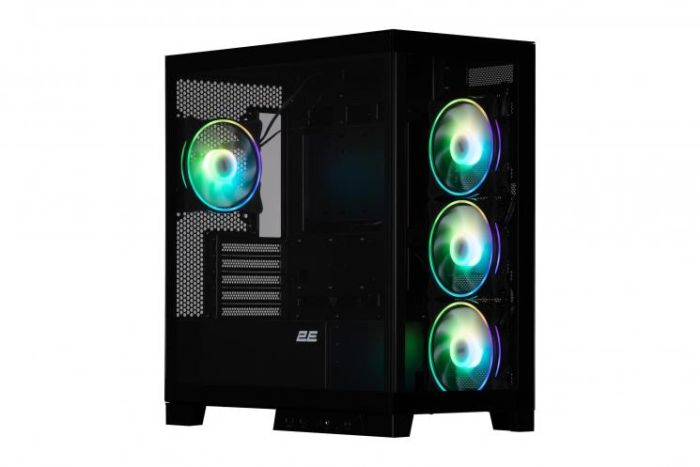 Корпус 2E GAMING Fantom GK701B без БЖ 2xUSB3.0, 1xUSBType-C, 4x120мм ARGB, VGA 400мм, LCS ready, контролер з пультом, TG Side/Front Panel, mATX, чорний