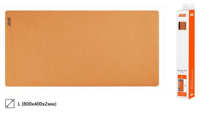 Килимок для миші 2E CORK, L(800x400x2мм), коричневий