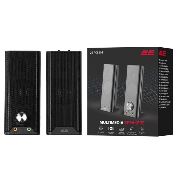 Акустична система 2E PCS203, 2.0, USB, Metal Black