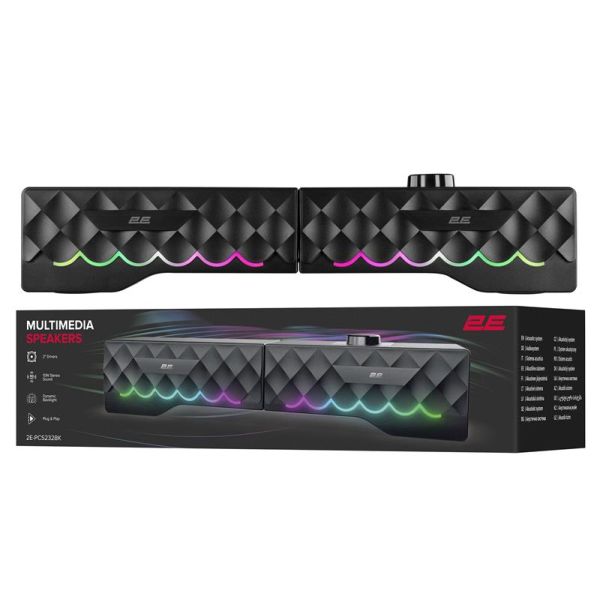 Акустична система 2E PCS232 RGB, Soundbar, 2.0, USB, Black