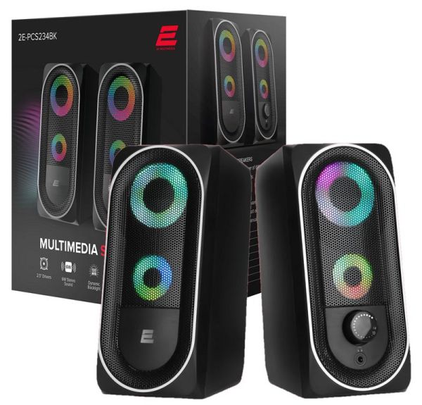 Акустична система 2E PCS234 RGB, 2.0, USB, Black