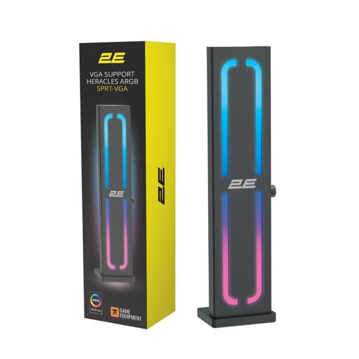 Тримач для VGA 2E GAMING Heracles ARGB SPRT-VGA 5V, 0.3A, 1.5W, 3pin, ARGB, алюміній, чорний