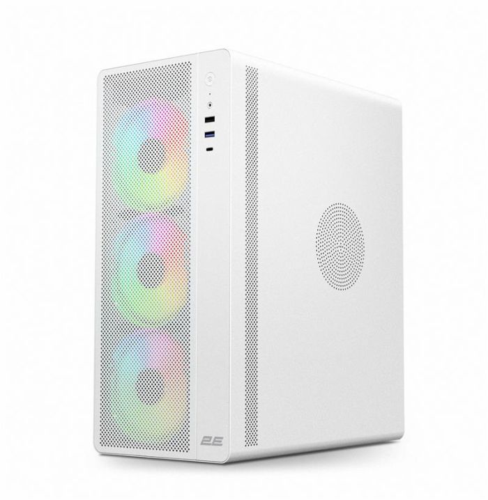 Корпус 2E GAMING Credo Plus V510W без БЖ, 1xUSB3.0, 1х USB 2.0, 1xUSB Type-C, 4x120мм RGB Rainbow, VGA 310мм, TG Side Panel, ATX, білий