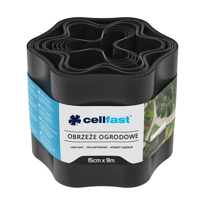 Стрічка газонна Cellfast, бордюрна, хвиляста, 15смх9м, чорний