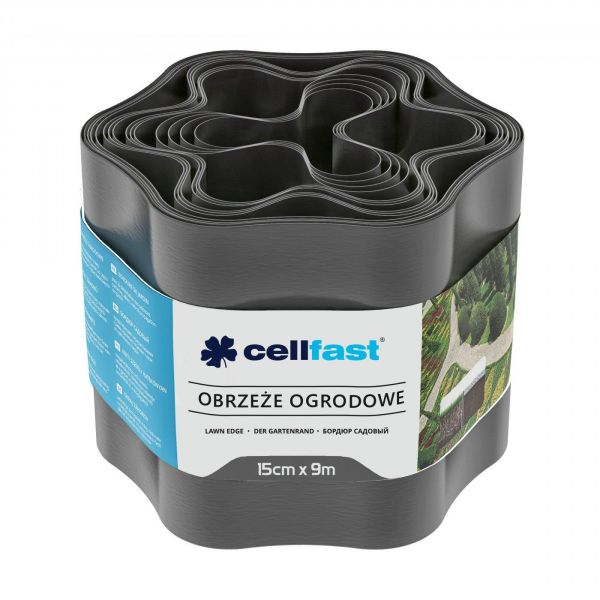 Стрічка газонна Cellfast, бордюрна, хвиляста, 15смх9м, графіт