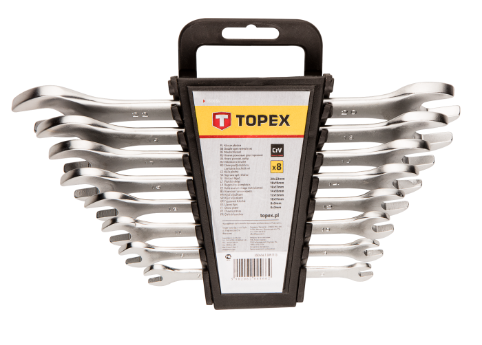 Ключі гайкові TOPEX, двосторонні, 6-22мм, CrV, набір 8шт