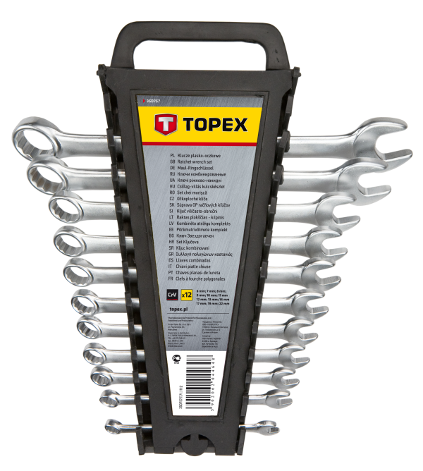 Ключі гайкові TOPEX, комбіновані, 6-22мм, CrV, набір 12шт