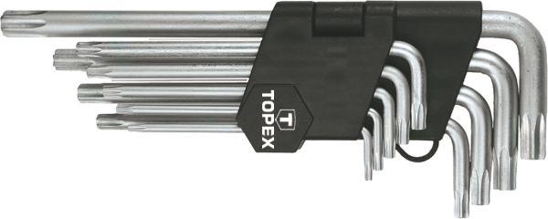Ключі Torx TOPEX, довгі, CrV, T10-T50, набір 9шт