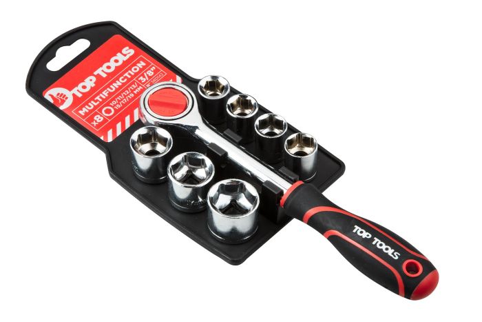 Набір торцевих головок Top Tools, 3/8", з тріскачкою, 8шт
