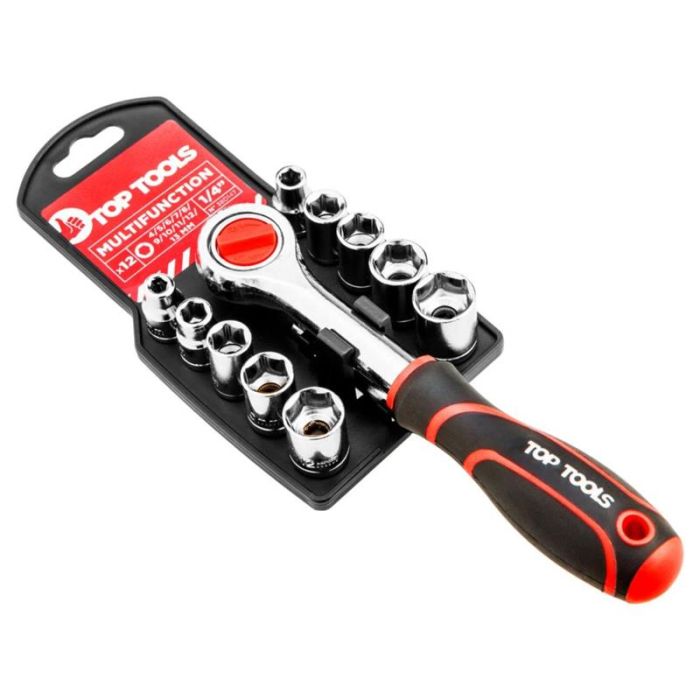 Набір торцевих головок Top Tools, 1/4", з тріскачкою, 12шт