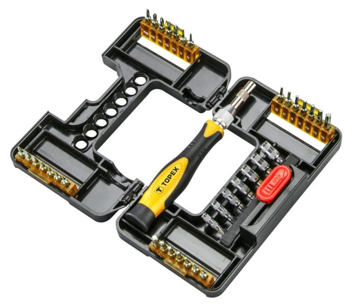 Біти TOPEX, 1/4", бітотримач, прецизійні, CrV, набір 68шт