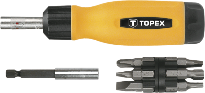 Викрутка TOPEX 1/4", бітотримач 12 біт, SL,PH,PZ,Torx, сталь CrV набір 14шт