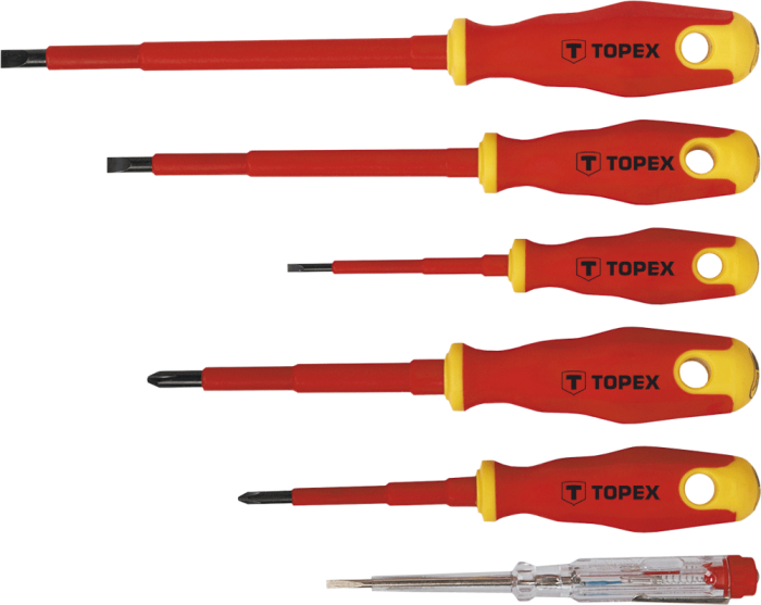 Викрутки TOPEX діелектричні, тестер напруги, SL,PH, сталь CrV, набір 6шт