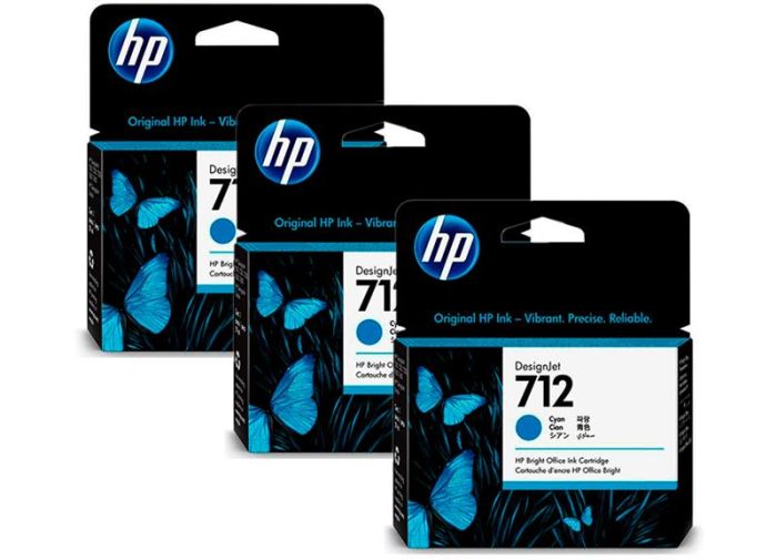 Картридж струменевий HP 712 DesignJet T230/T630/T650 Cyan 3-Pack 29-ml