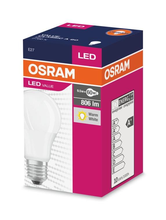 Лампа OSRAM LED E27 8.5Вт 2700К 806Лм A60