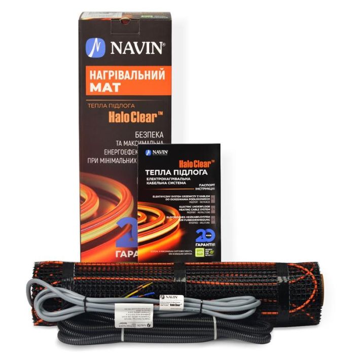 Мат нагрівальний Navin HaloClear 190/260 двожильний для систем опалення 1.3м кв, 0.5х2.6м 260Вт 230В