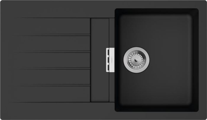Мийка кухонна Hansgrohe S52, граніт, прямокутник, з крилом, 840х480х190мм, чаша - 1, врізна, S520-F345, чорний графіт