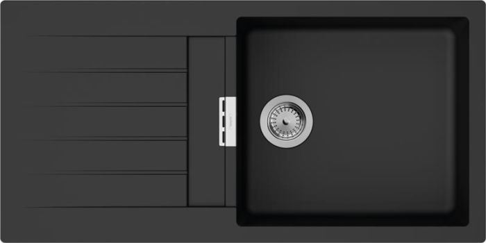 Мийка кухонна Hansgrohe S52, граніт, прямокутник, з крилом, 980х480х190мм, чаша - 1, накладна, S520-F480, чорний графіт