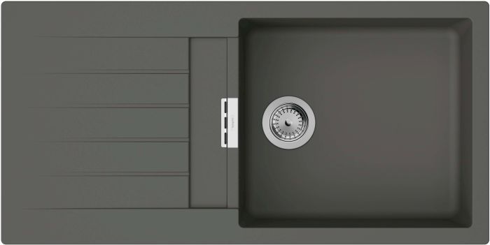 Мийка кухонна Hansgrohe S52, граніт, прямокутник, з крилом, 980х480х190мм, чаша - 1, врізна, S52-F480, сірий камінь