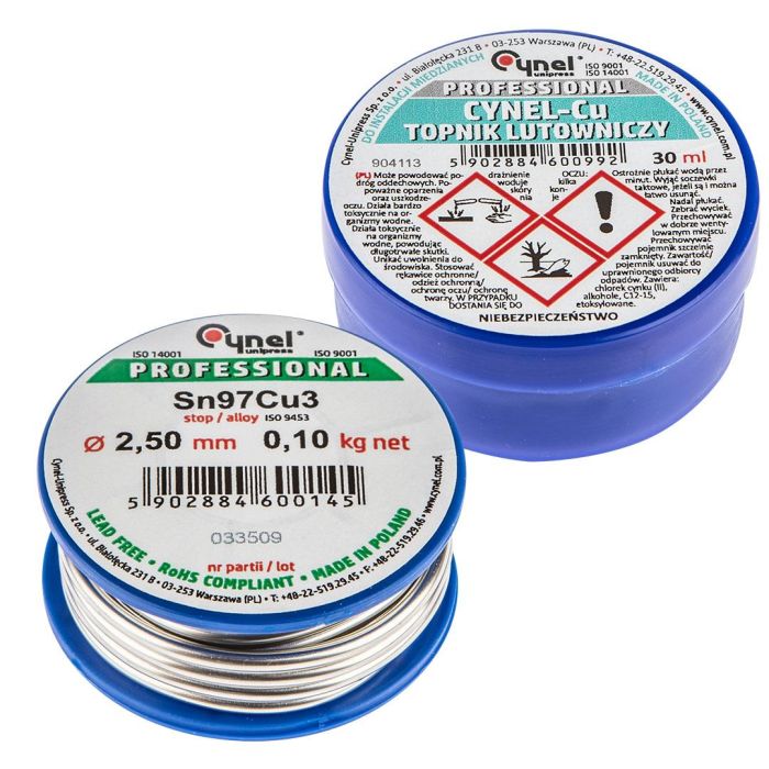 Набір для паяння мідних систем TOPEX припій 2.5ммх100г Sn97Cu3 флюс 30мл