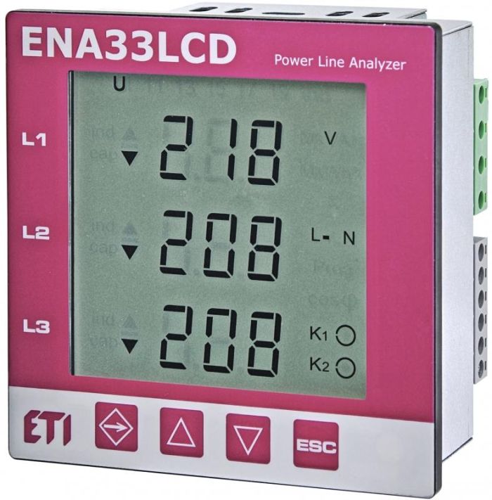Трифазний аналізатор мережі ETI, ENA33LCD (96x96мм, 230V AC)