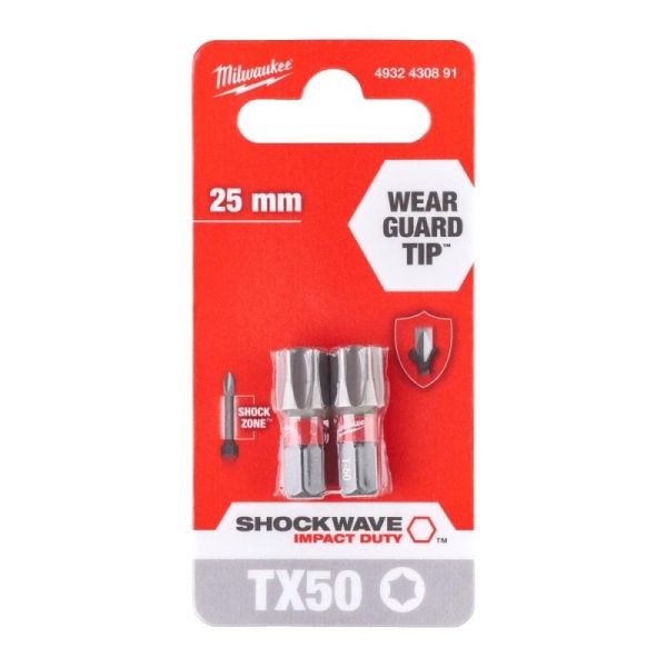 Біти Milwaukee Shockwave, TX50х25мм, набір 2шт