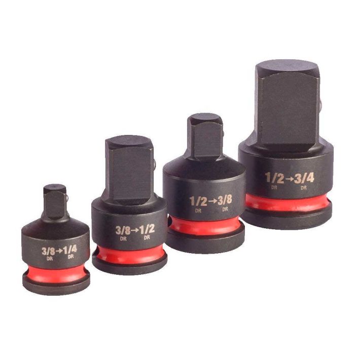 Перехідник Milwaukee, 1/2"-3/4", 1/2"-3/8", 3/8"-1/2", 3/8"-1/4", для торцевих головок, набір 4шт