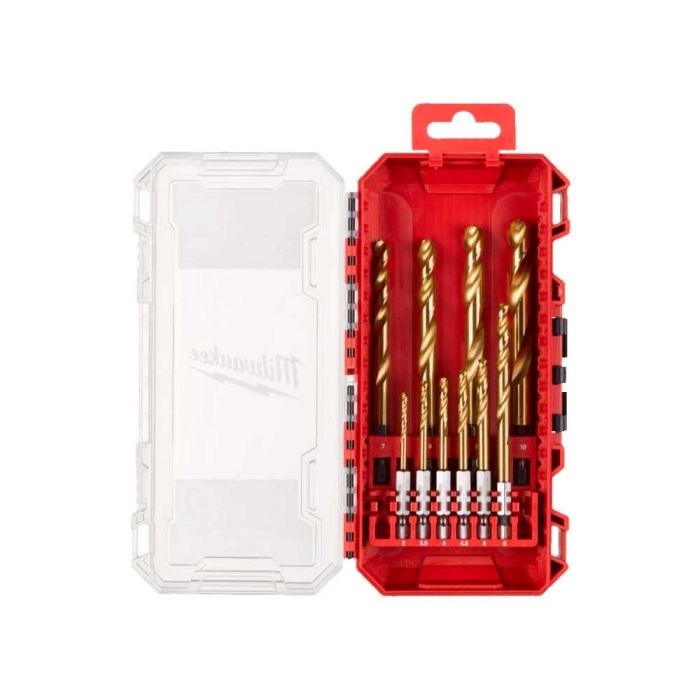 Набір свердел по металу Milwaukee RedHEX Shockwave HSS-TiN, 3-10мм, кейс, 10шт